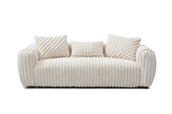 English Elm Cancun White Bouclé Sofa G00932A-S — Compact Upholstered Comfort, Durable Frame, Plush Back Pillow B078S00628