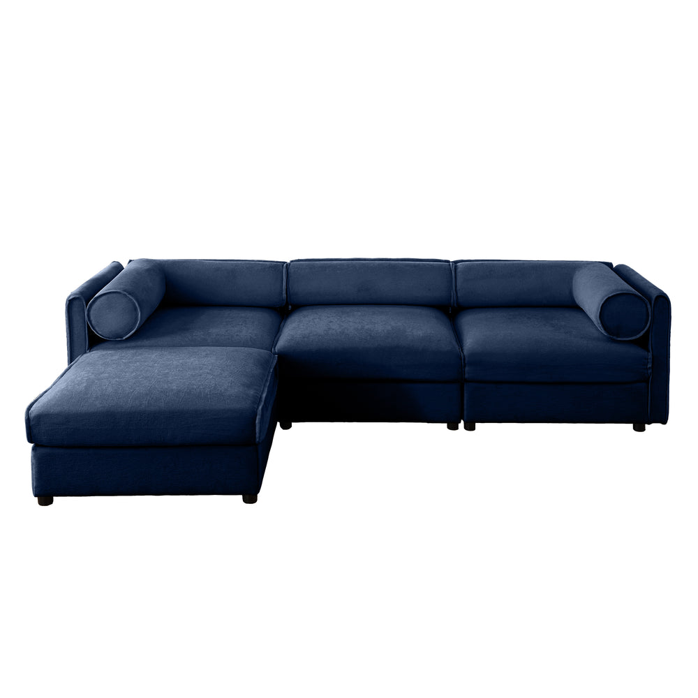 English Elm Elegant Blue Chenille Sectional Sofa With Hidden Storage, Ergonomic Support, And Modular Design W714S01050