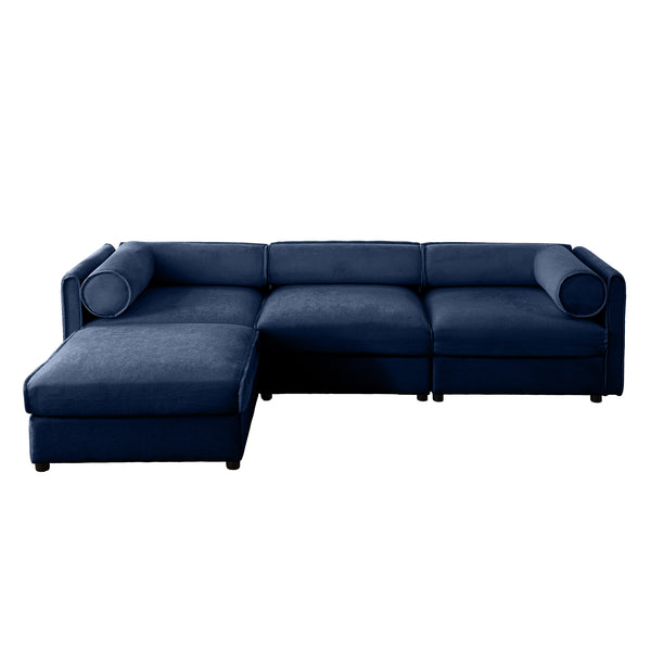 English Elm Elegant Blue Chenille Sectional Sofa With Hidden Storage, Ergonomic Support, And Modular Design W714S01050