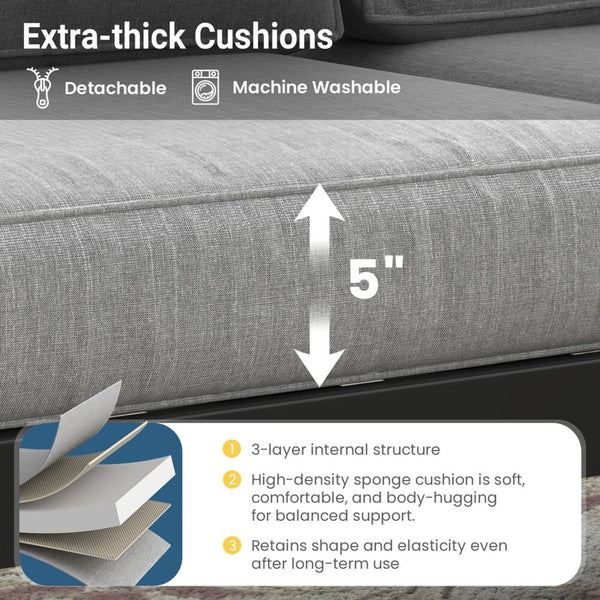English Elm 3-piece Outdoor Aluminum Conversation Set with Deep Cushions and Wpc Coffee Table Light Gray B082S00099