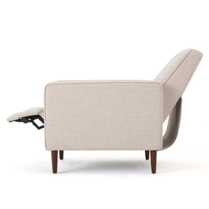 English Elm Christopher Knight Home® - Fabric Recliner Chair Mid-Century Modern Pushback Single Sofa with Tufted Cushion, Birch Legs, Cozy Comfort Wheat 60741.00WET