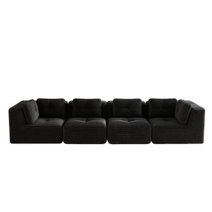 English Elm Modern Corduroy Tufted Modular Sectional with Deep Seating and Anti-slip Base Black W714S01792