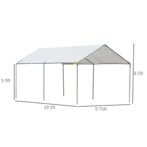 English Elm Outsunny 10x20 Foot Galvanized Steel Carport Outdoor Vehicle Canopy with Anchor Kit W2225P217045