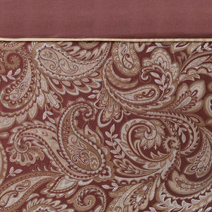 JLA Home Madison Park - Jacquard textured paisley shower curtain with contrasting top stripe, durable polyester, machine washable Burgundy MP70-3034