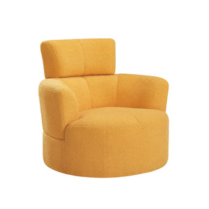 English Elm 360° Swivel Chair - Cozy Upholstered Accent Barrel Chair With Adjustable Headrest For Home & Office N719P272676L