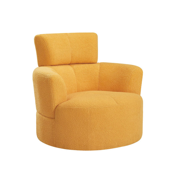 English Elm 360° Swivel Chair - Cozy Upholstered Accent Barrel Chair With Adjustable Headrest For Home & Office N719P272676L