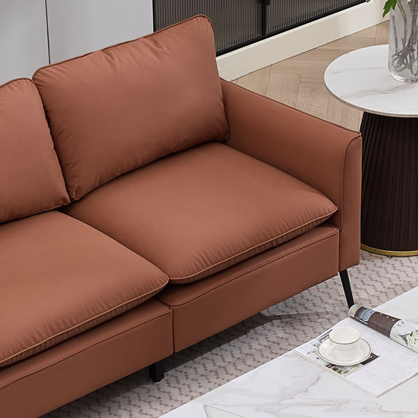 English Elm Ts Cat Paw Faux Leather Accent Chair Nordic Retro Loveseat with Lumbar Support Brown W2311S00012