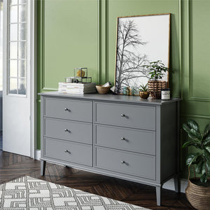 English Elm Valencia Seven Drawer Wide Dresser Dual Tone Laminate Matte Black Pulls Bedroom B2733S00011