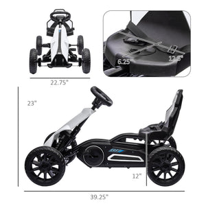 English Elm Aosom Kids Pedal Go Kart with Swing Axle Handbrake and Adjustable Seat for Ages 3 to 8 W2225P217463