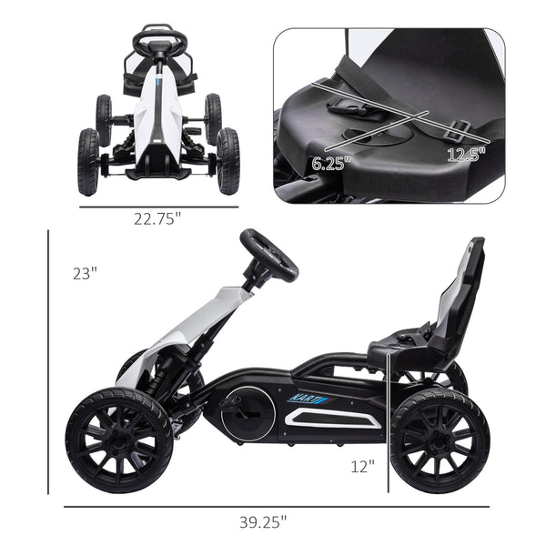 English Elm Aosom Kids Pedal Go Kart with Swing Axle Handbrake and Adjustable Seat for Ages 3 to 8 W2225P217463