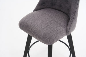 English Elm 007-360° Swivel Bar Stools Set of 2 25" Counter Height Linen Tufted Back Solid Wood Frame Durable Upholstery Dark Gray W2636P242117