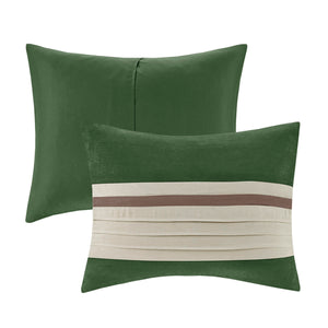 English Elm 7 Madison Park Palmer Pieced Faux Suede Comforter Set Queen — Transitional Soft Microsuede, Embroidered Pillows Green 18.9 L x 13.39 W x 13.39 H B03597219