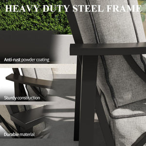 English Elm 3-piece Outdoor Steel Patio Conversation Set with Thick Cushions and Coffee Table Grey+Black B082S00134