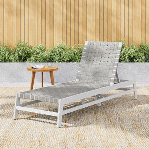 English Elm Christopher Knight Home® - Outdoor Rope Chaise Lounge with Acacia Wood Frame and Adjustable 4-Position Recline for Patio Comfort Grey,LIGHT GREY 84.84 L x 29.13 W x 5.78 H N776P288556G