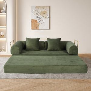 English Elm 2-in-1 Foldable Cloud Sofa Bed Plush Faux Fur Memory Foam Sleeper for Apartments W3422S00005