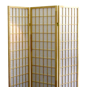 English Elm 70" Tall 3-Panel Room Divider Screen - Elegant Japanese Style With Natural Wood Finish & Light Diffusion B072115958