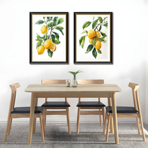 English Elm Set Of 2 Lemon Botanical Canvas Prints – Vibrant Fruit Art In Solid Wood Frames For Stylish Décor T3976P383240-GIGA
