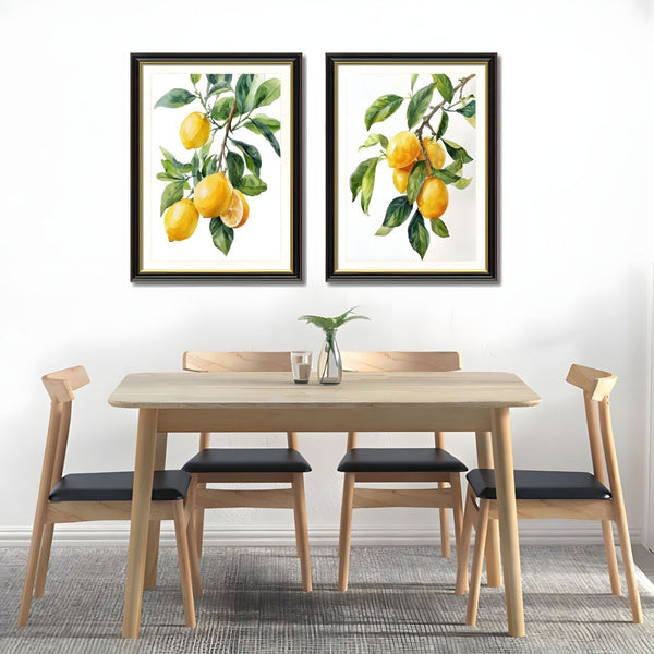 English Elm Set Of 2 Lemon Botanical Canvas Prints – Vibrant Fruit Art In Solid Wood Frames For Stylish Décor T3976P383240-GIGA