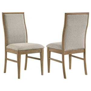 English Elm Dreydon Barley Upholstered Dining Side Chair Set of 2 — Distressed Light Brown Rubberwood Frame, Cozy Barley Fabric Back Support B062P374084