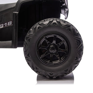 English Elm 24v Kids Electric Ride-on Atv with Dual Motors Bluetooth Led Lights and Flag Poles Black W1578P305893