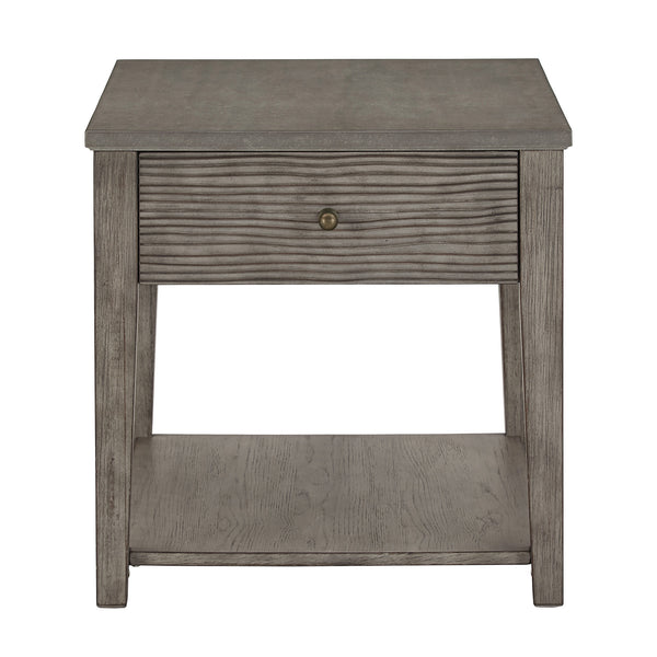 Homelegance By Top-Line Juniper Antique Grey Finish Grey Fiber Cement Table with Self Grey Rubberwood