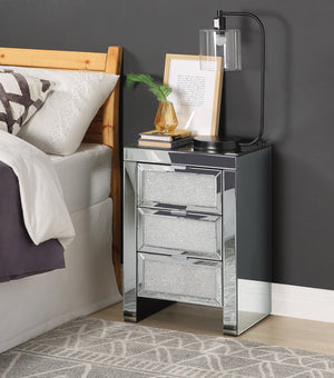 English Elm Noralie Glam Mirrored 3 Drawer Accent Table with Faux Diamond Acrylic Inlay B2726P457629
