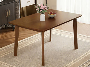 English Elm Rustic Minimalist Rubberwood Dining Table with Tapered Legs for Small Apartment Spaces Walnut N752P368503D