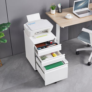 English Elm 3-drawer Rolling Steel File Cabinet Fully Assembled with Lock and Pen Tray for Office White T3625P495644