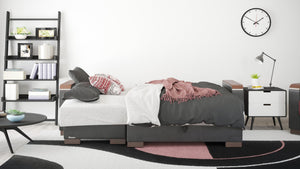 English Elm Primenest Convertible Chaise Lounge - Burgundy Microfiber, Wood Trim, Storage & Easy-Click Bed Feature B030P303554-GIGA