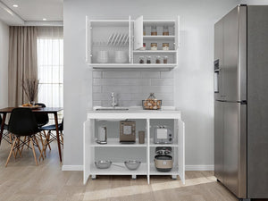 English Elm Cohoe Floor to Ceiling Kitchen Cabinet Set with Seven Doors and Eight Storage Shelves B097S00271