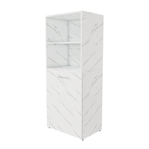 English Elm Stretchable expandable office desk with magnetic fold, lockable casters, adjustable shelves for storage and space-saving White Marble W509P355682