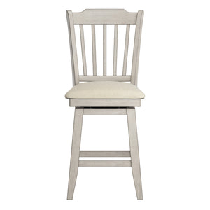 Homelegance By Top-Line Juliette Slat Back Counter Height Wood Swivel Chair White Rubberwood