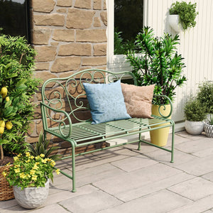 English Elm Christopher Knight Home® - Sunnydaze Iron Garden Bench with 41" Spacious Seating for Two, Timeless Elegant Outdoor Seating Design Matte Green N775P206861G