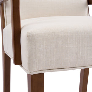 English Elm Upholstered Armchair Dining Chairs Rubberwood Frame Soft Padded Seat Set of 2 Beige,Walnut N768P391161W