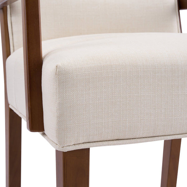 English Elm Upholstered Armchair Dining Chairs Rubberwood Frame Soft Padded Seat Set of 2 Beige,Walnut N768P391161W