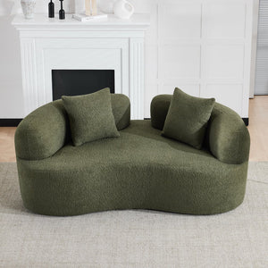 English Elm 66.93 Inch Curved Teddy Velvet Loveseat Sculptural Compact Sofa for Apartments Green W3612P406627