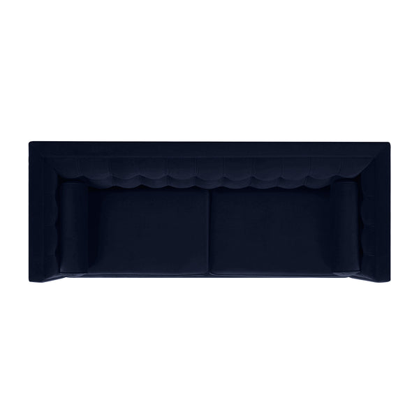 English Elm Jennifer Taylor Home - Jack 84" Modern Tuxedo Tufted Sofa in Plush Velvet with Shelter Arms, Reversible Cushions, Pillows Dark Navy B2719P238407