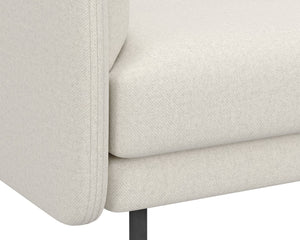Sunpan Luella Armchair - Classic Mid-Century Design with Generously Cushioned Seating and Black Metal Legs Mina Ivory