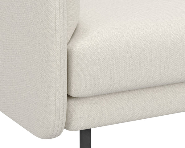 Sunpan Luella Armchair - Classic Mid-Century Design with Generously Cushioned Seating and Black Metal Legs Mina Ivory