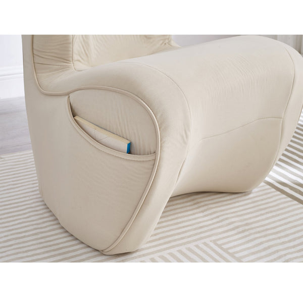 English Elm Ergonomic Floor Chair Velvet Upholstered Lumbar Support Seat for Reading Nook or Lounge Beige W1097P462002