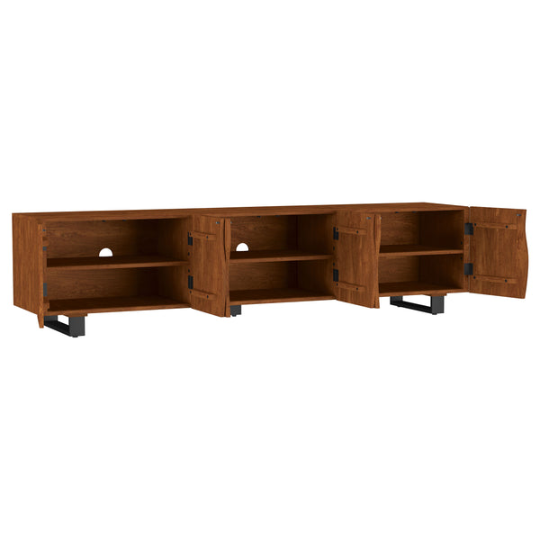 English Elm Harper Solid Mango Wood Media Console with Curved Doors for Large Living Rooms B062P451817