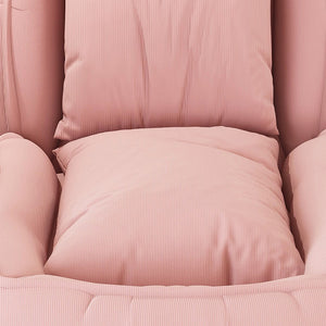 English Elm Upholstered Corduroy Floor Lounger Foldable Sofa Bed with 5 Reclining Positions Pink W2699P410741