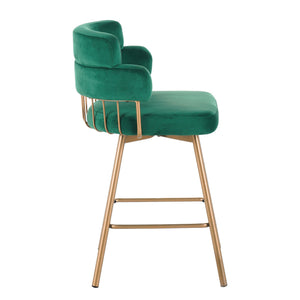 English Elm Christopher Knight Home® - 26" 26" Counter Height Bar Stools Set of 2 Green 180° Swivel Upholstered Bucket Seats with Gold Legs for Kitchen Island Cafe Pub Comfort Durability 26" N762P271582F
