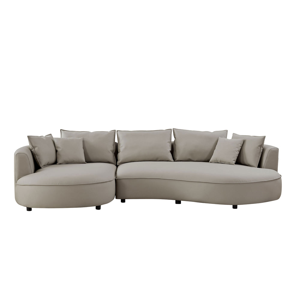 English Elm Modern Curved 5-Seat Sectional Sofa - Eco-Leather Upholstered L Chaise Couch For Stylish Living Spaces W2582S00076