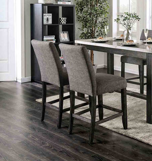 English Elm Gray Rustic 2pc Counter Height Chairs with Padded Fabric Seat & Back, Space-Saving Dining Comfort B2741P409554