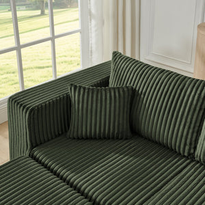 English Elm Compact Modular Sectional Corduroy Sofa High Density Foam Fill for Small Space Living Green W487P411613