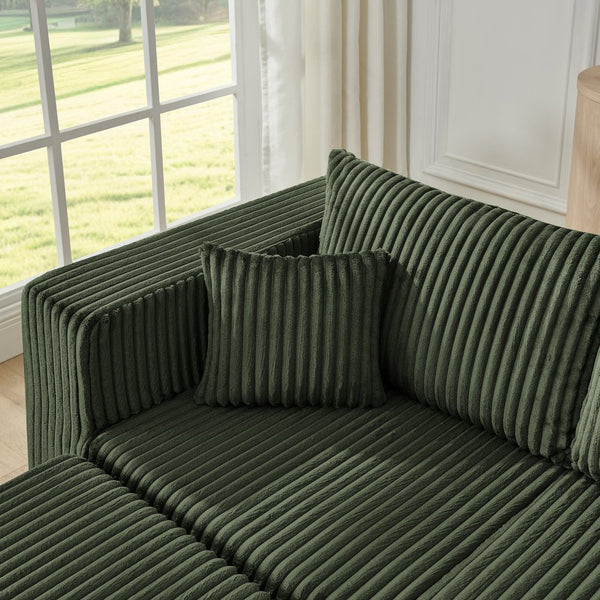 English Elm Compact Modular Sectional Corduroy Sofa High Density Foam Fill for Small Space Living Green W487P411613