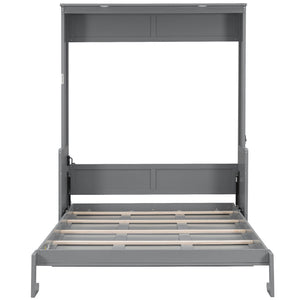English Elm Queen Murphy Bed with Desk, Built-In LED Lights, USB Charging Ports & Space-Saving Modern Design Gray N7500004014E