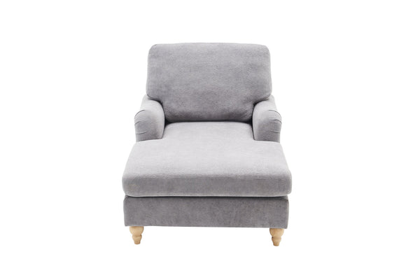 English Elm Modern Mid-Century Oversized Chaise Lounger Sofa Bed with Solid Wood Legs, Deep Seat Comfort Sleeper Grey W2363S00070
