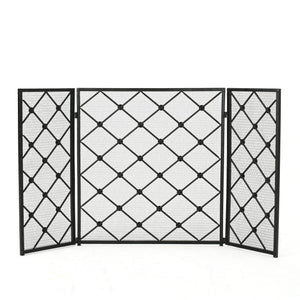 English Elm Christopher Knight Home® - FIRE Black Iron Fireplace Screen 34x31x4.5 Protective Mesh Guard Heat-Resistant Durable Design 61128.00